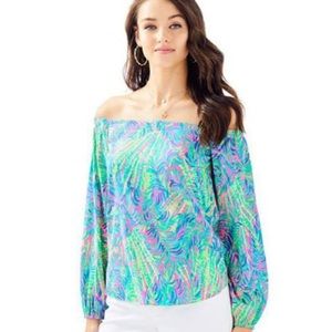 Lilly Pulitzer Adria silk off the shoulder top